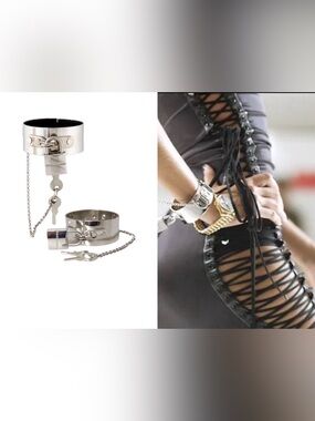 DOLCE&GABBANA Vintage S/S 2003 Silver Love & Sex Key Runway Handcuff Bracelets